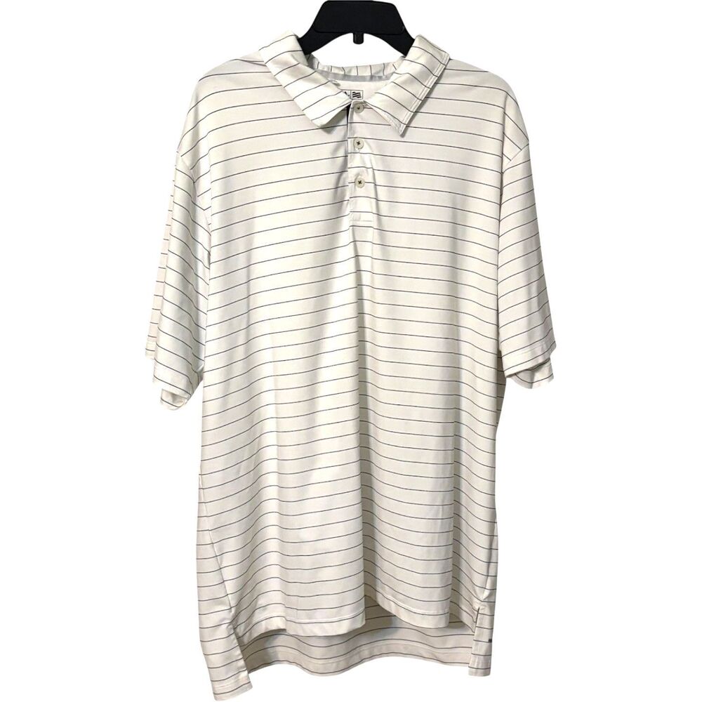 Adidas Climalite Golf Polo Shirt XL White Navy/Black Stripe Performance Athletic